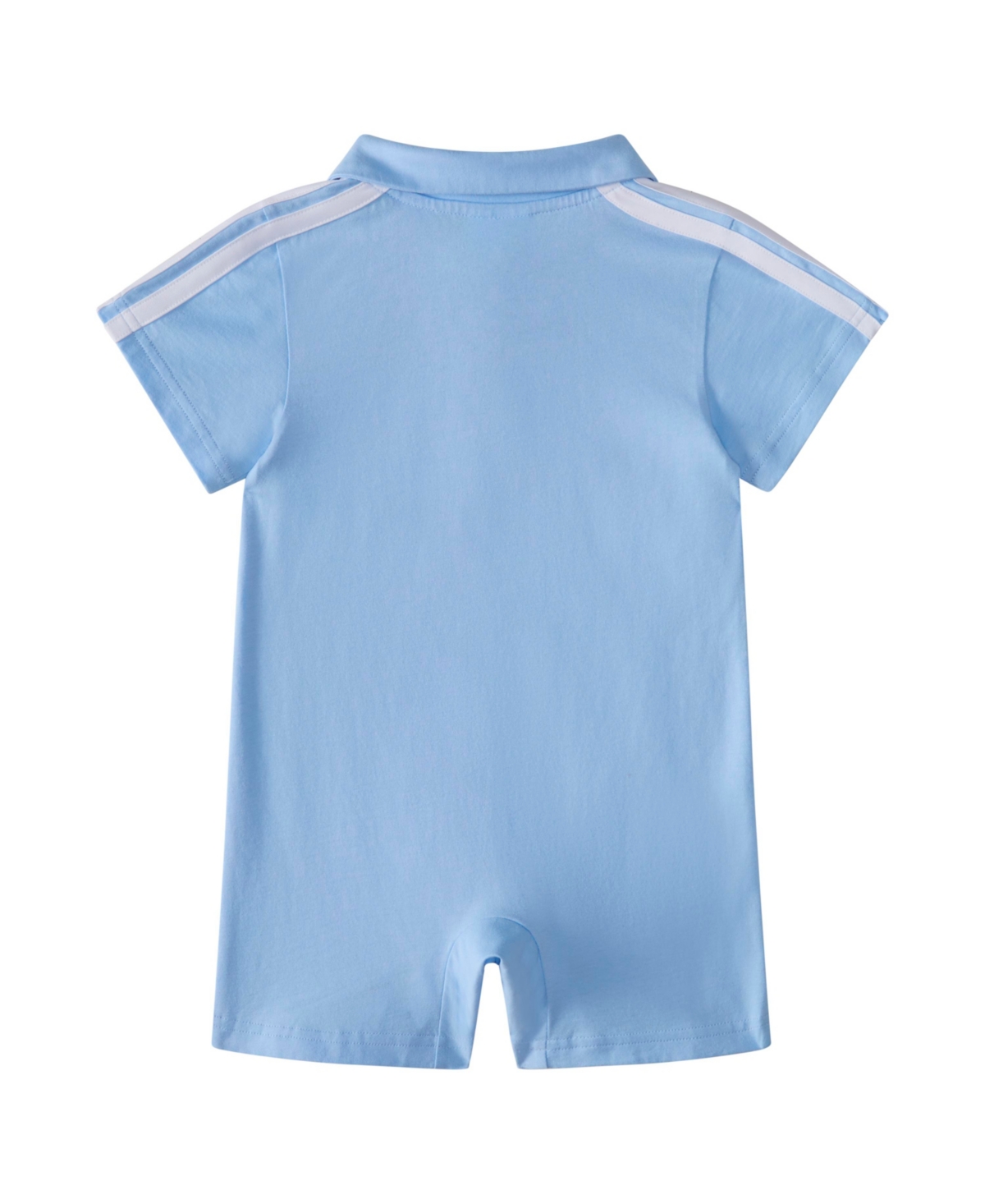 Adidas Originals Baby Boys Short Sleeve Cotton Polo Romper In Glow Blue