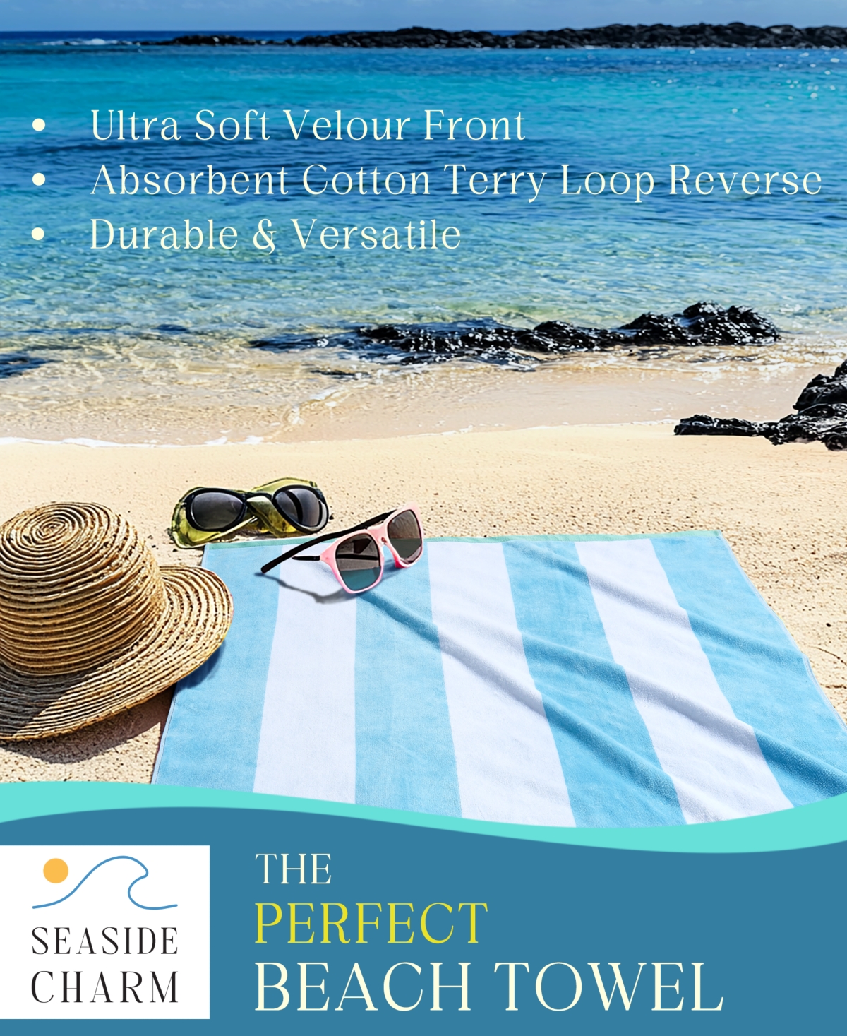 Seaside Charm Cotton Oversized Beach Towel, 40" X 72", Exclusively At Macy's