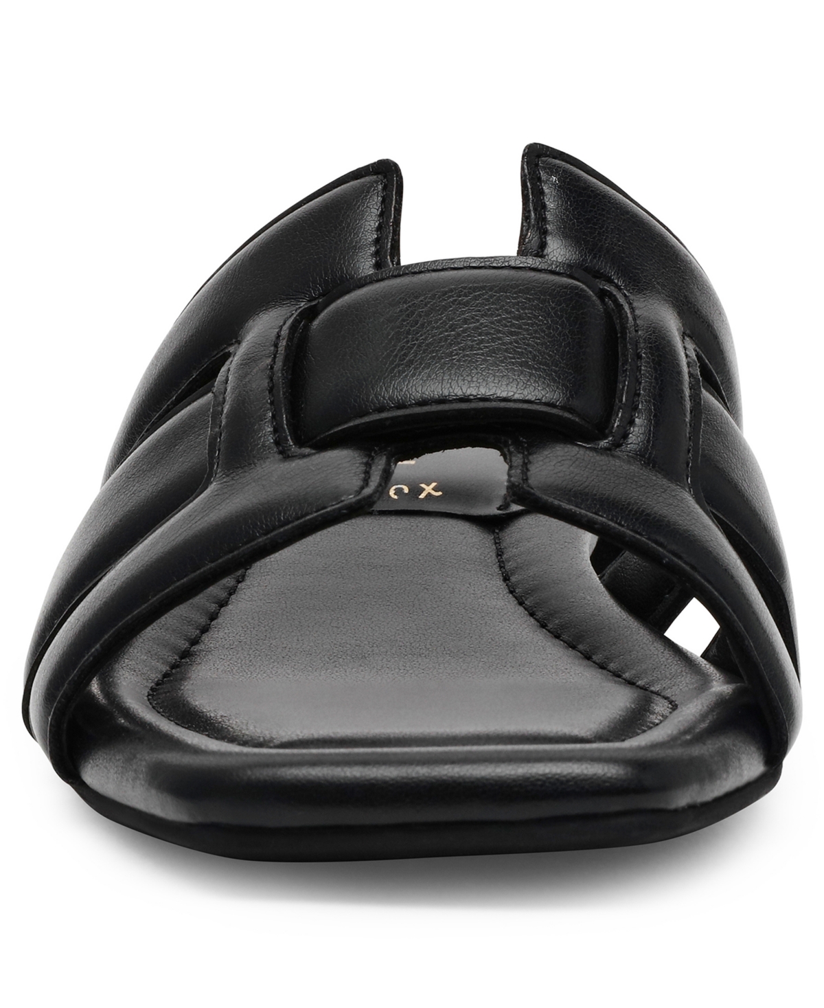Anne Klein Women's Loyal Square Toe Slide Flat Sandals In Black Smooth
