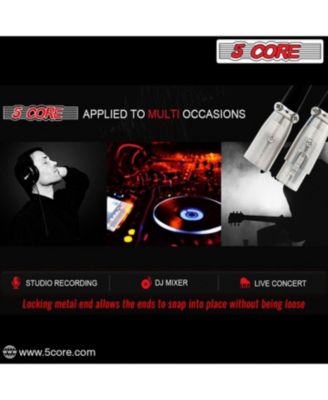 XLR Connector Male Female to 1/4 Audio Jack 3 Pin Secure Mic Plug w Locking Ends - 5 PAIR