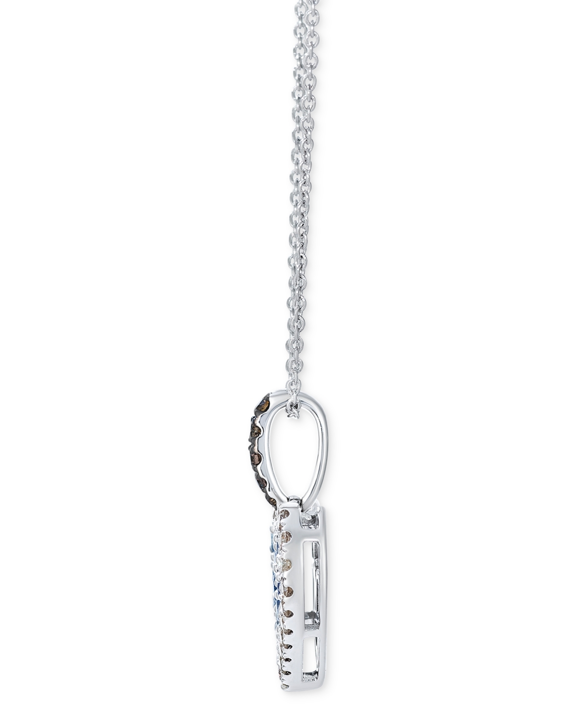 Le Vian Sapphire Ombre (3/8 Ct. T.w.) & Diamond (1/3 Ct. T.w.)halo Cluster Heart Adjustable 20" Pendant Neck In White Gold