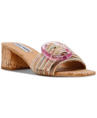 Steve Madden - Women's Seacrest Buckled Block-Heel Mule Sandals