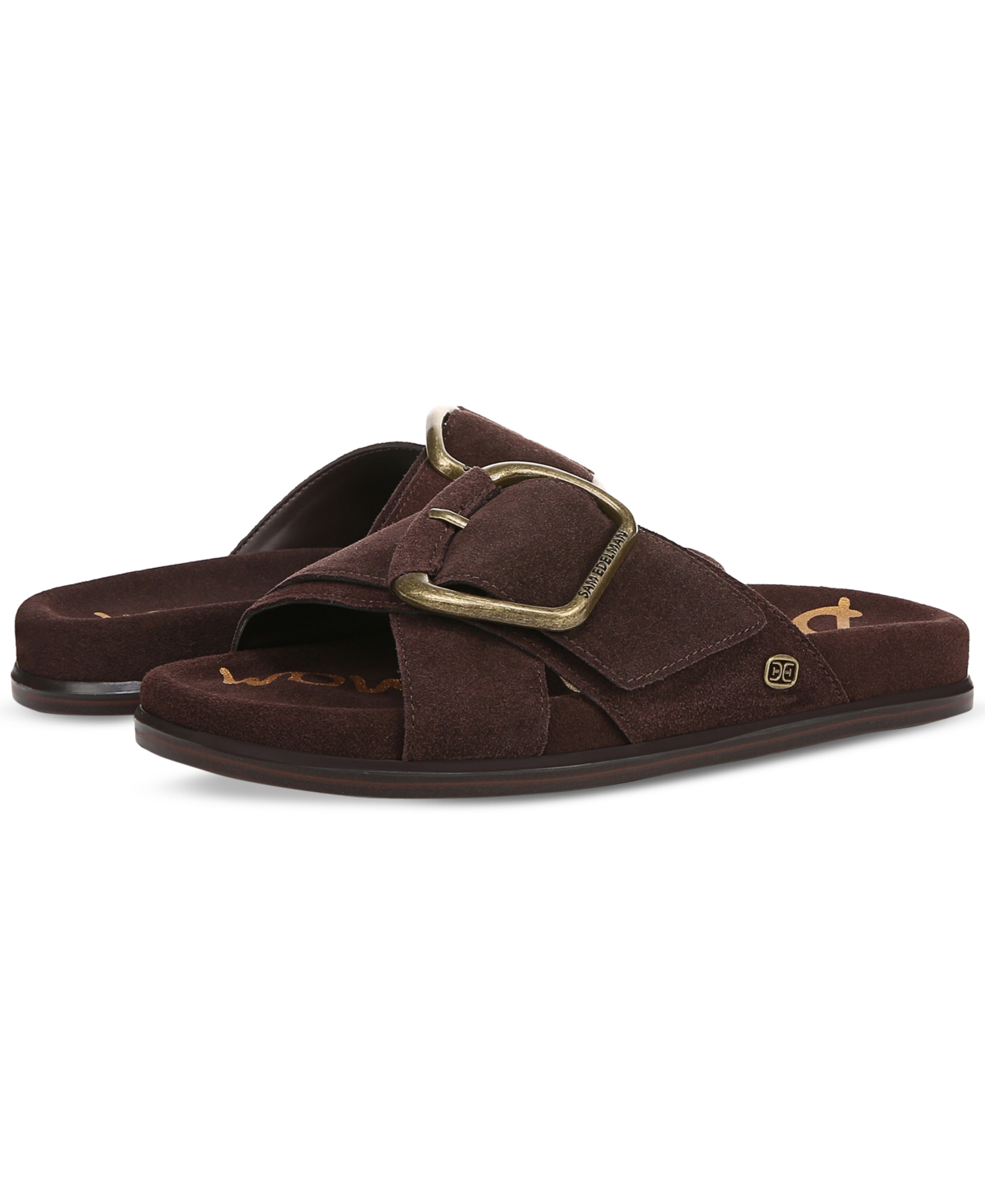 Sam Edelman Darla Buckle Slide Sandal Cafe Noir Suede In Cafe Noir Suede Leather