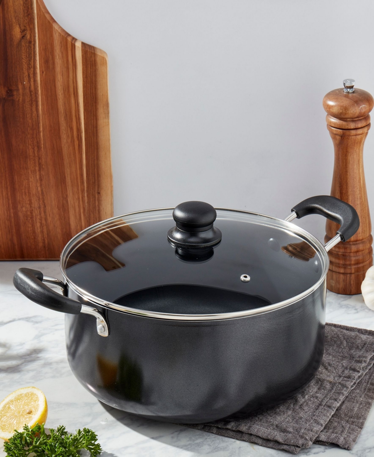 Infuse 8-qt. Aluminum Nonstick Family Cooker & Lid In Black