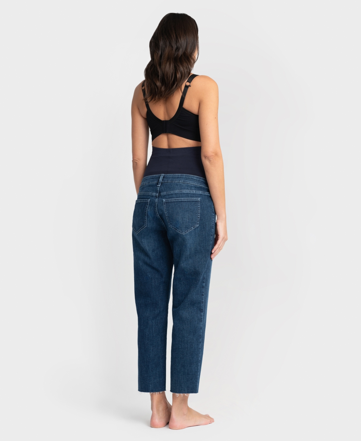 SERAPHINE WOMEN'S MATERNITY TAPERED FRAYED HEM JEANS 