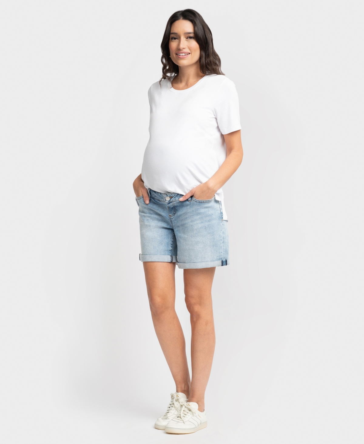 Shop Seraphine Women's Maternity Denim Shorts In Light Vintage