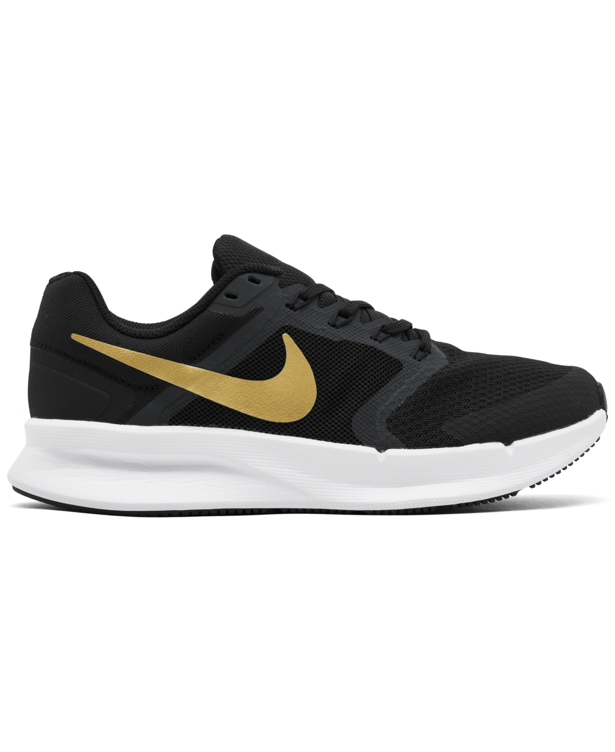 Nike Women's Run Swift 3 Running Sneakers From Finish Line In Black,met Gold