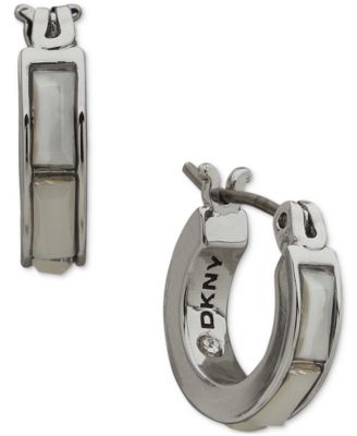 DKNY - Gold-Tone Crystal Baguette Small Huggie Hoop Earrings, 0.34"