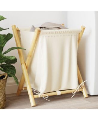 Laundry Basket Cream White 17.7&amp;quot;x21.7&amp;quot;x25&amp;quot; Bamboo