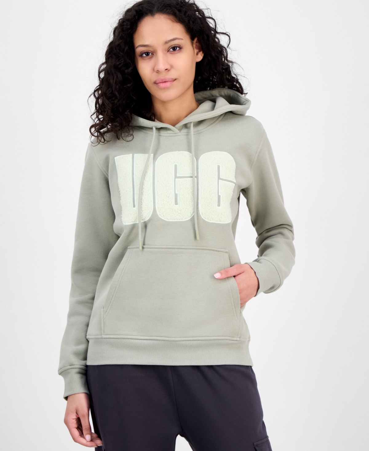 Women's Rey UGGfluff Logo Hoodie - Vinito / Green Fog