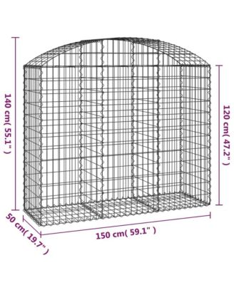 Arched Gabion Basket 59.1"x19.7"x47.2"/55.1" Galvanized Iron