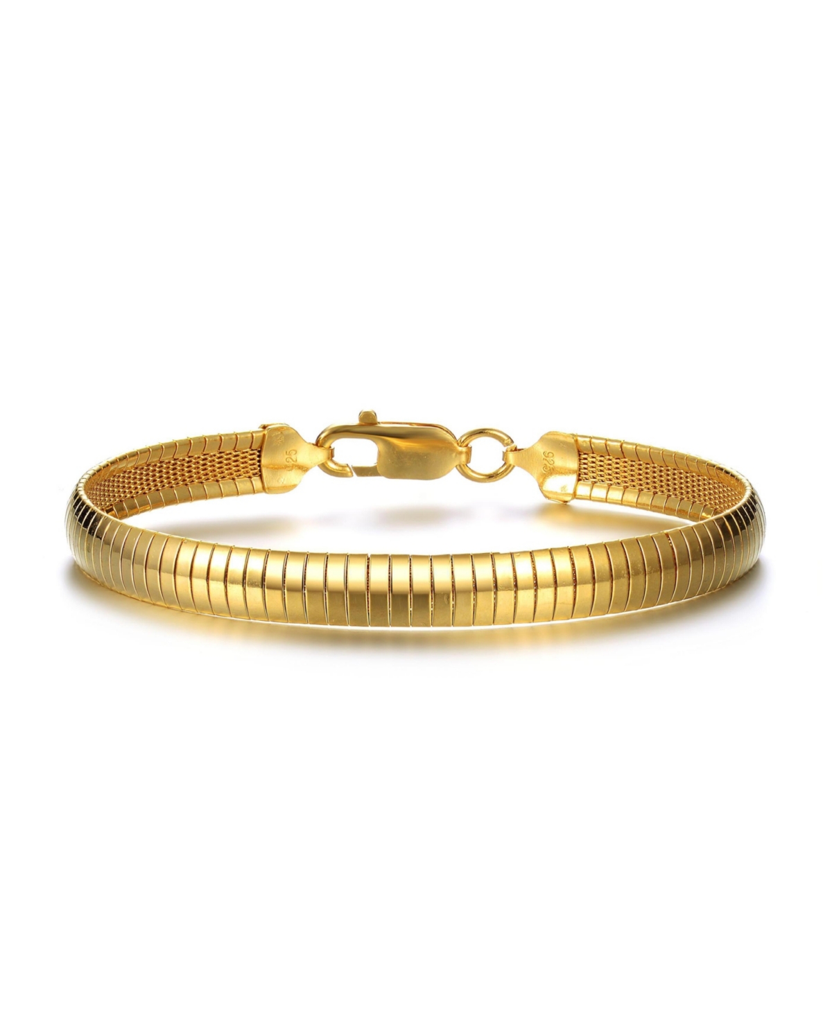 Sterling Silver 14K Gold Plated Omega Bracelet-Unisex - Gold