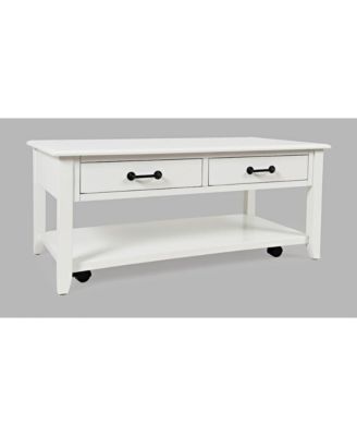 North Fork Acacia 2 Drawer Coffee Table with Casters