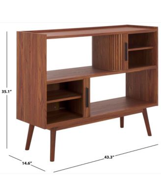 1 Pc Wood Media Stand, Tambour Doors, Interior Storage & Open Shelves – Entertainment Consoles