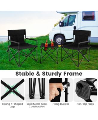 Outdoor Folding Camping Chairs and Table Set with Carrying Bag