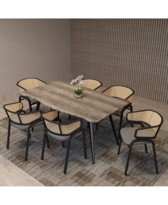 Dining Chair With Stainless Steel Legs Velvet Seat and Wicker Back