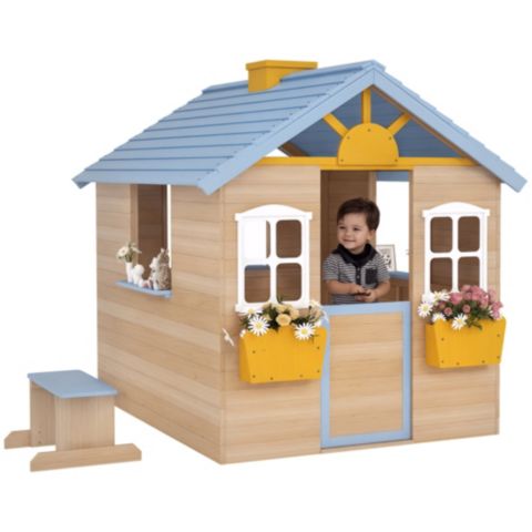 Детская игрушка Outsunny Outdoor Wooden Playhouse, Ages 3+, цвет: Синий