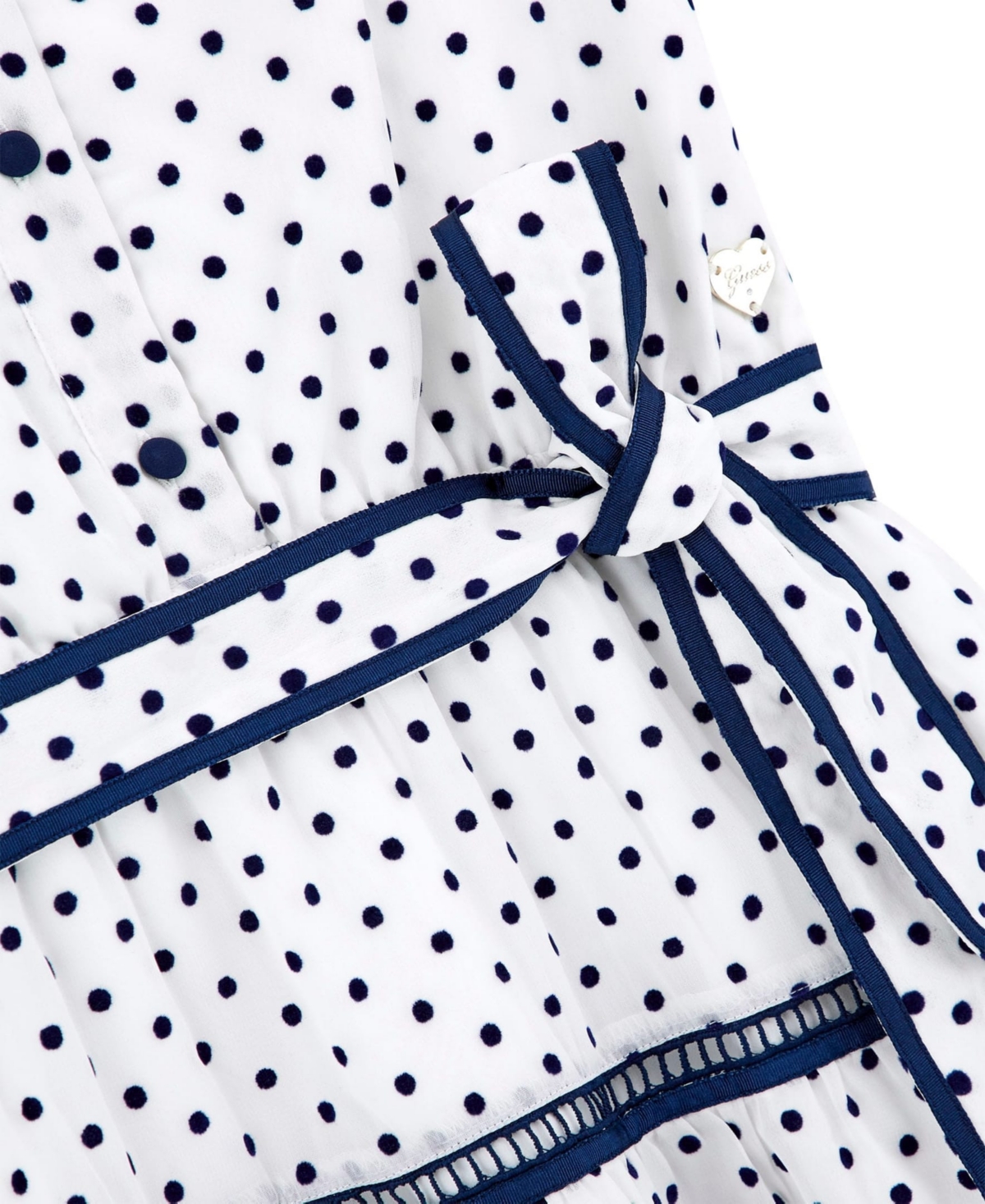 Guess Big Girl Chiffon Belted Short Sleeve Dress In Blue