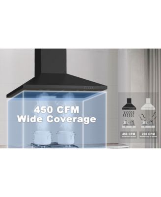 30-in 450-CFM Convertible Black Wall Mount Range Hoods