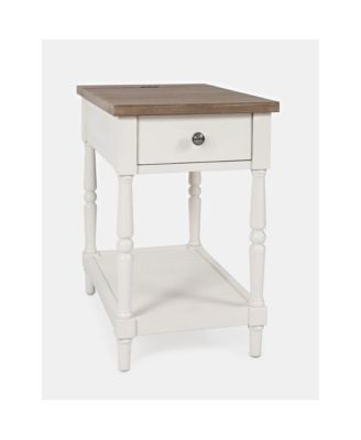 Grafton Farms Country Farmhouse USB Charging Chair Side Table