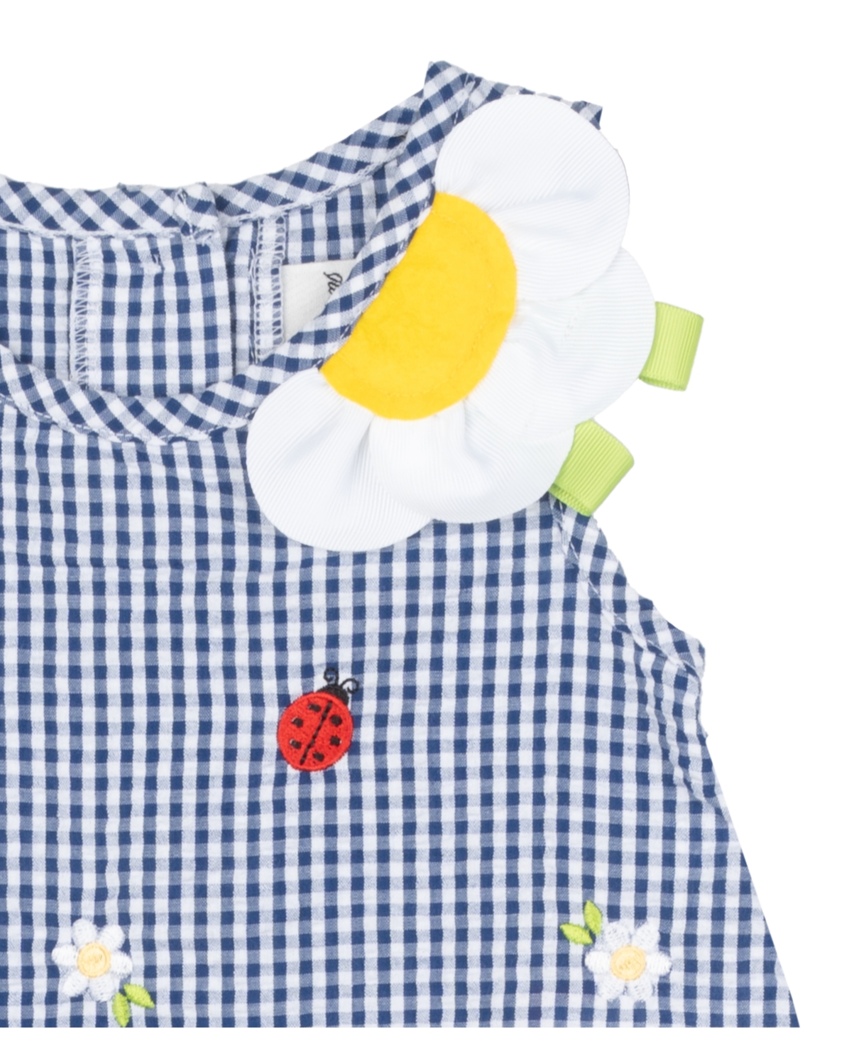 Rare Editions Baby Girl 2-piece Lady Bug And Daisy Seersucker Outfit In Navy