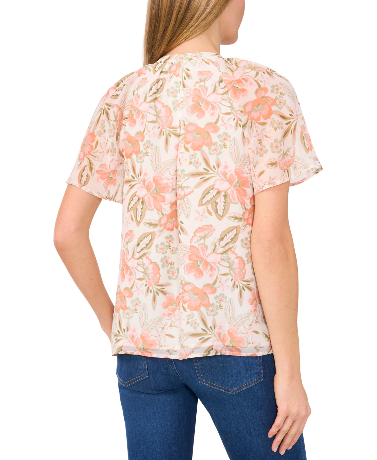 Shop Cece Women's Flutter-sleeve Tie-neck Blouse In New Ivory
