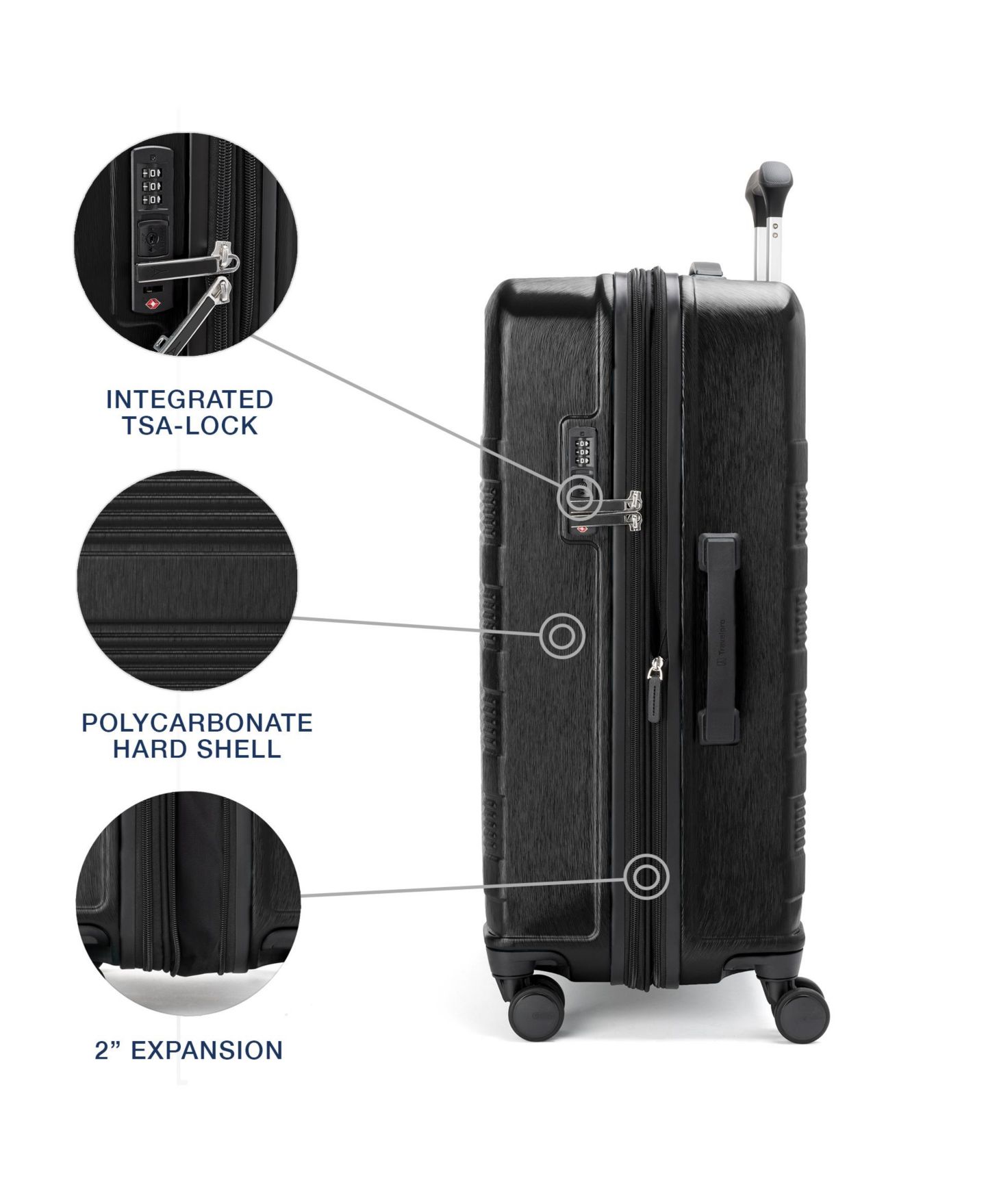 Чемодан Travelpro WalkAbout 7 Medium Hardside Check-in Spinner, цвет: Чёрный — фото 12