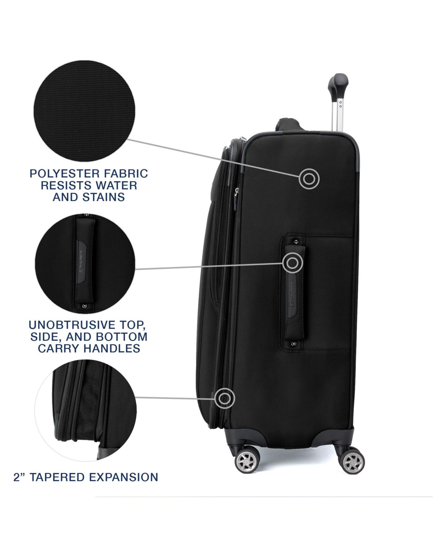 Чемодан Travelpro WalkAbout 7 Medium Softside Check-in Spinner, цвет: Чёрный — фото 9