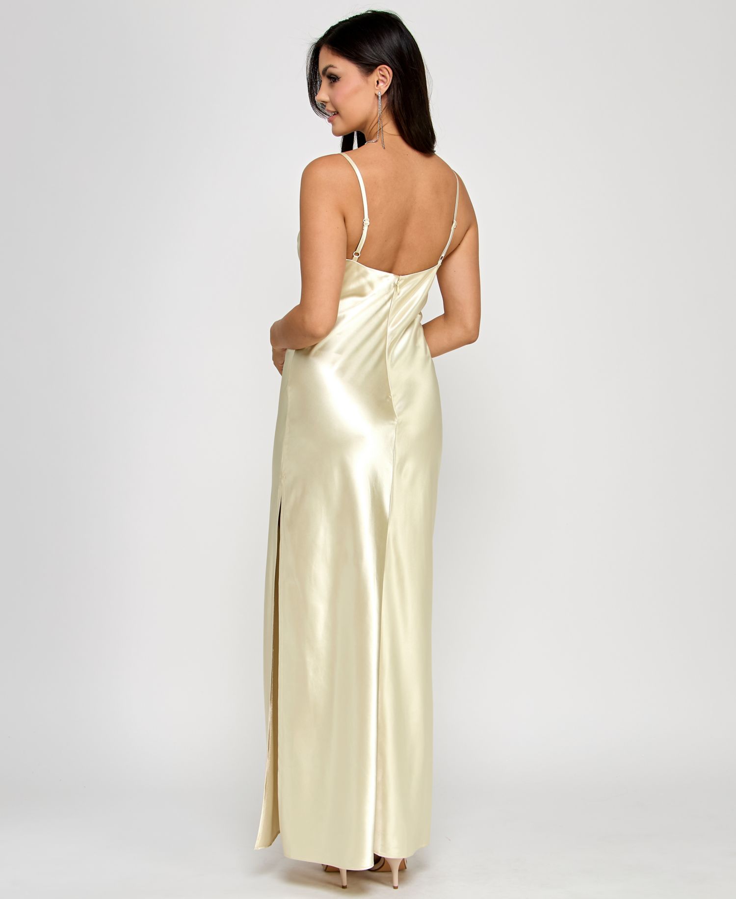 Juniors' Embellished V-Neck Sleeveless Gown