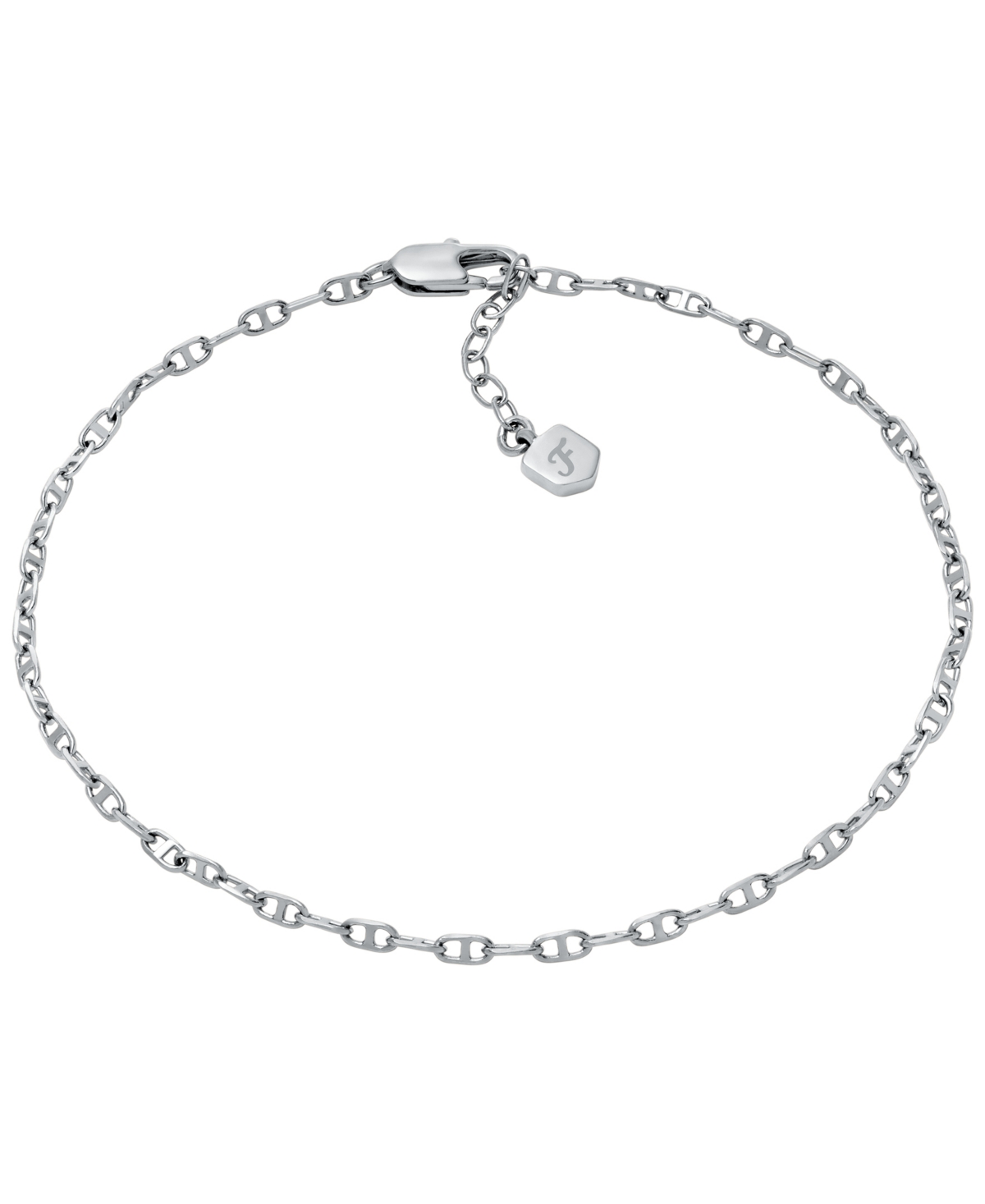 Heritage D-Link Brass Chain Anklet - Silver