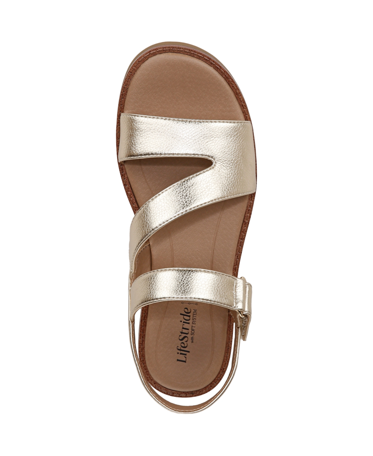 Shop Lifestride Women's Waverly Round Open Toe Strappy Platform Sandals In Gold Faux Leather