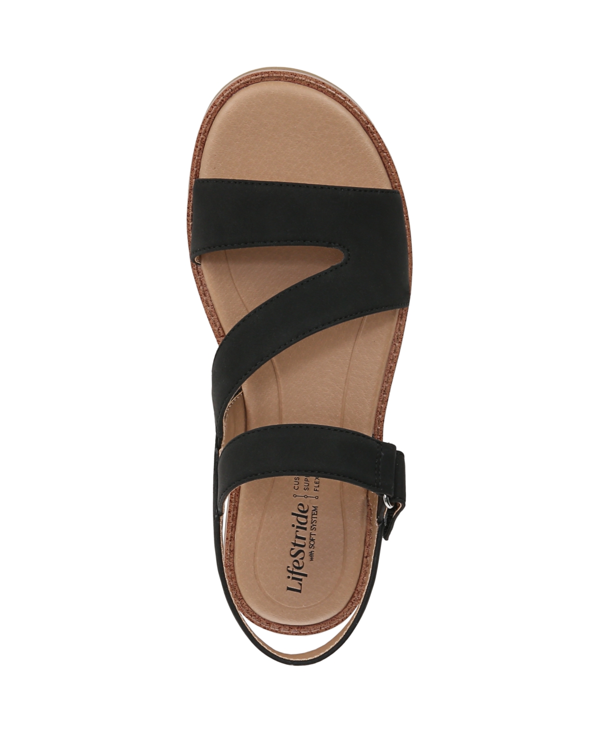 Shop Lifestride Women's Waverly Round Open Toe Strappy Platform Sandals In Black Faux Leather