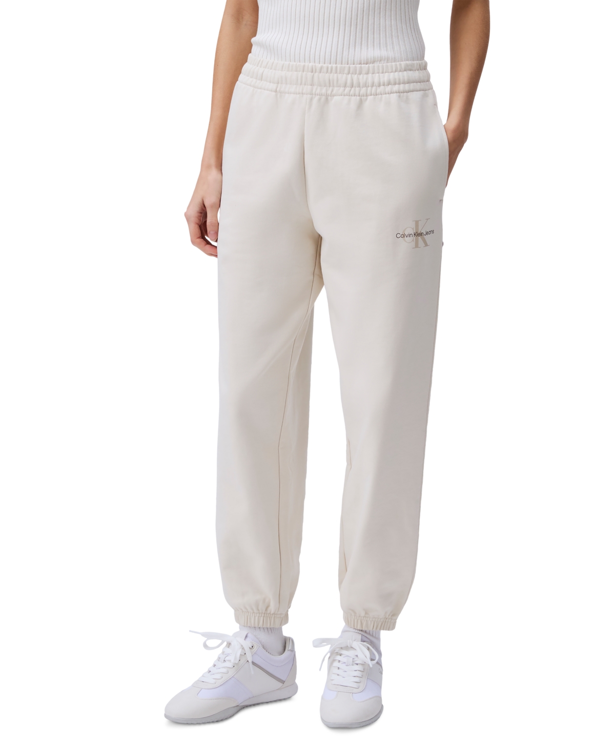 Calvin Klein Jeans Est.1978 Women's Monogram Logo Jogger Sweatpants In Turtledove