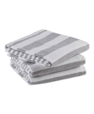 Mineral French Terry Nautical Stripe Cotton Dishtowel 3 Pack Set, 18" x 28"
