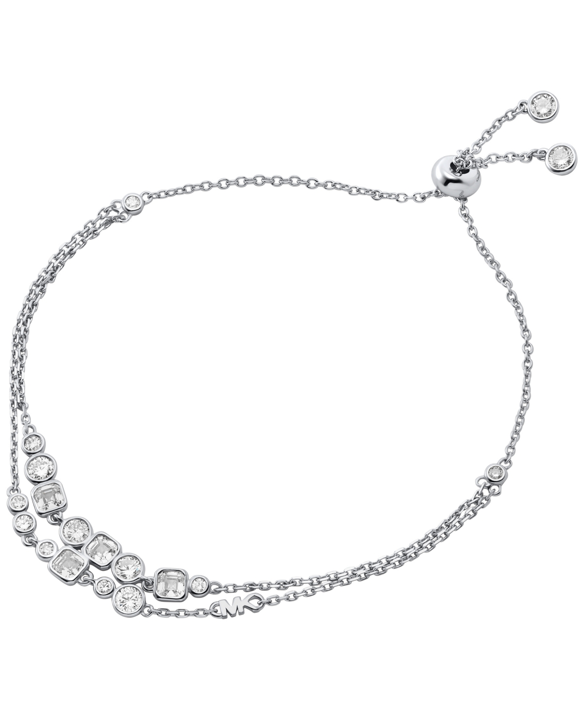 Brilliance Double-Row Cubic Zirconia Slider Bracelet - Gold