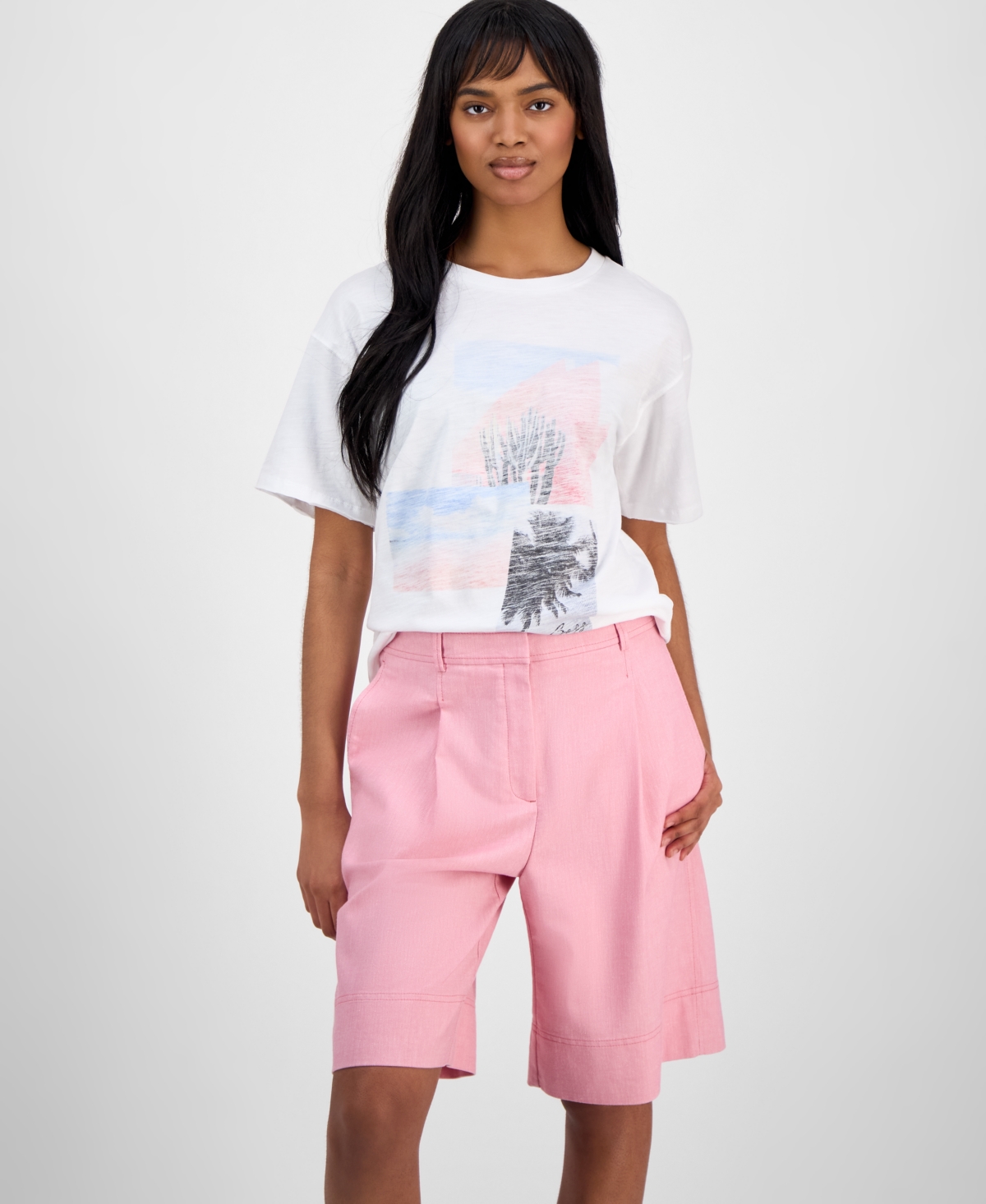 Women's Cotton Crewneck Graphic-Print T-Shirt - Natural