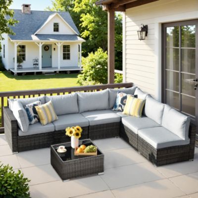 7-Piece Patio Furniture Outdoor Sofa Sets with New Wicker, Cushions and Coffee Table