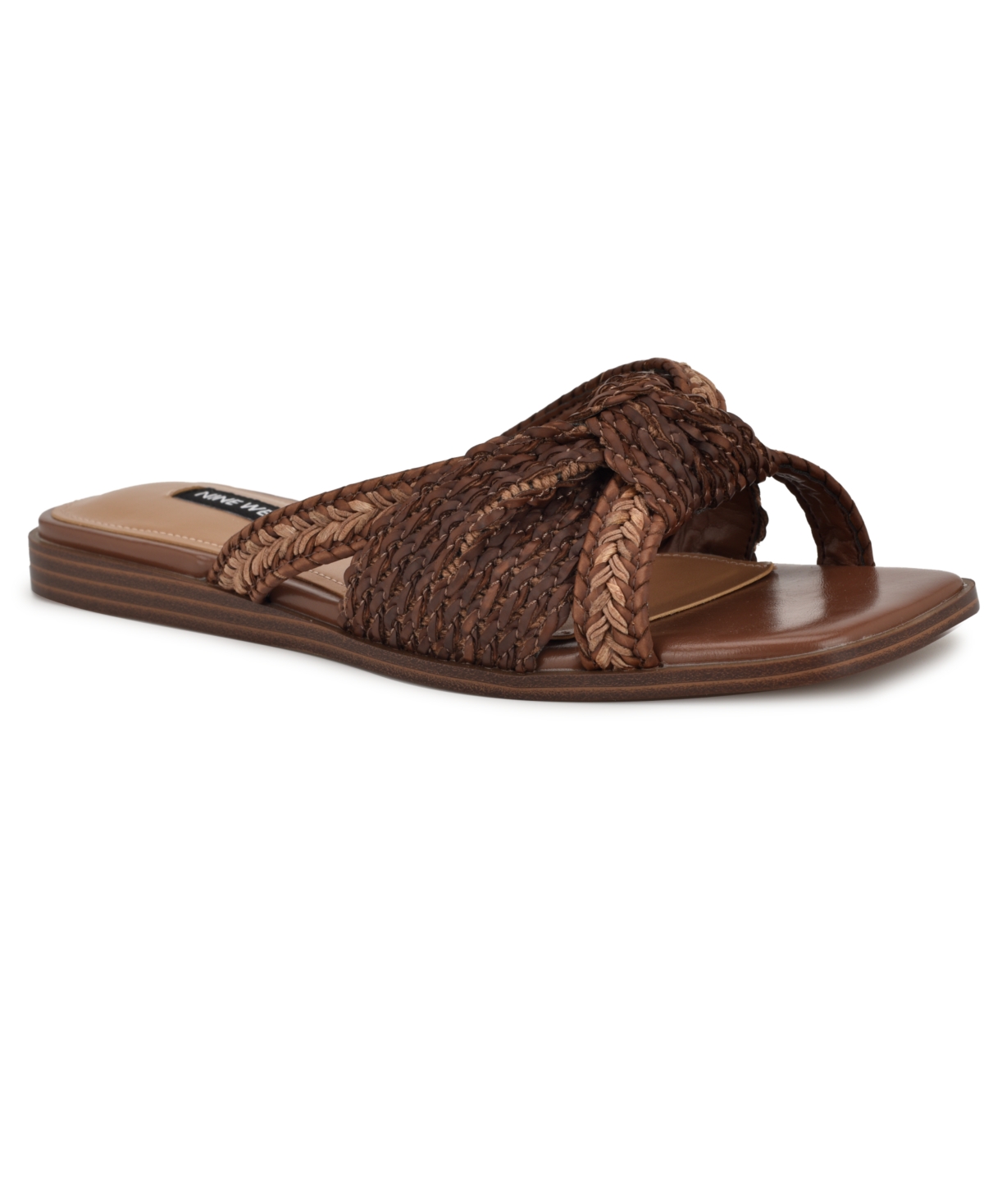 Nine West Omansa Slide Sandal In Dark Brown
