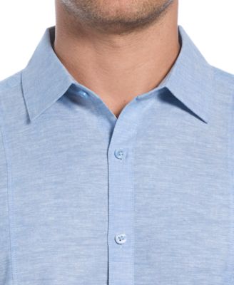 Men's Big & Tall Linen Blend Tuck Panel Long Sleeve Button-Down Shirt