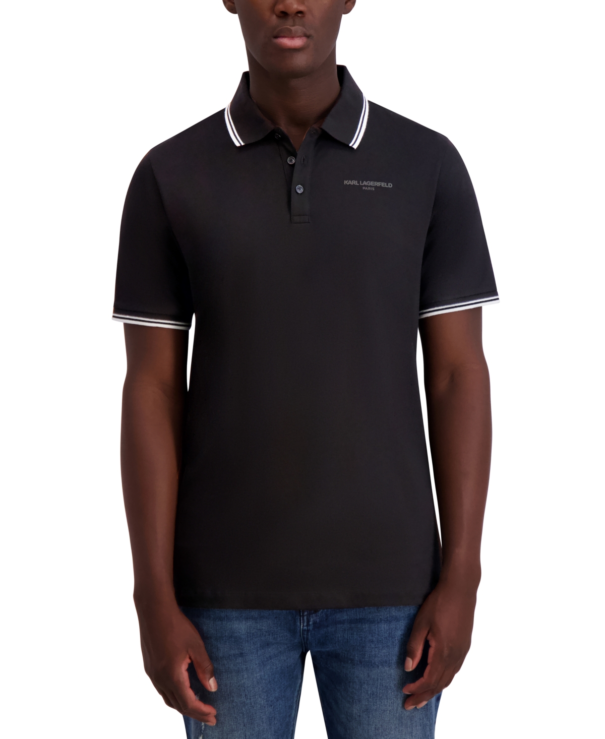 Men's Regular-Fit Tipped Polo Shirt - Black
