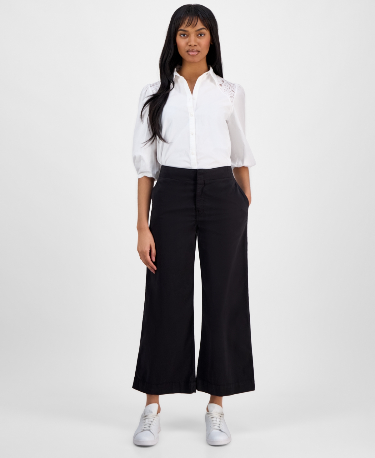 Women's High-Rise Wide-Leg Pants - Black