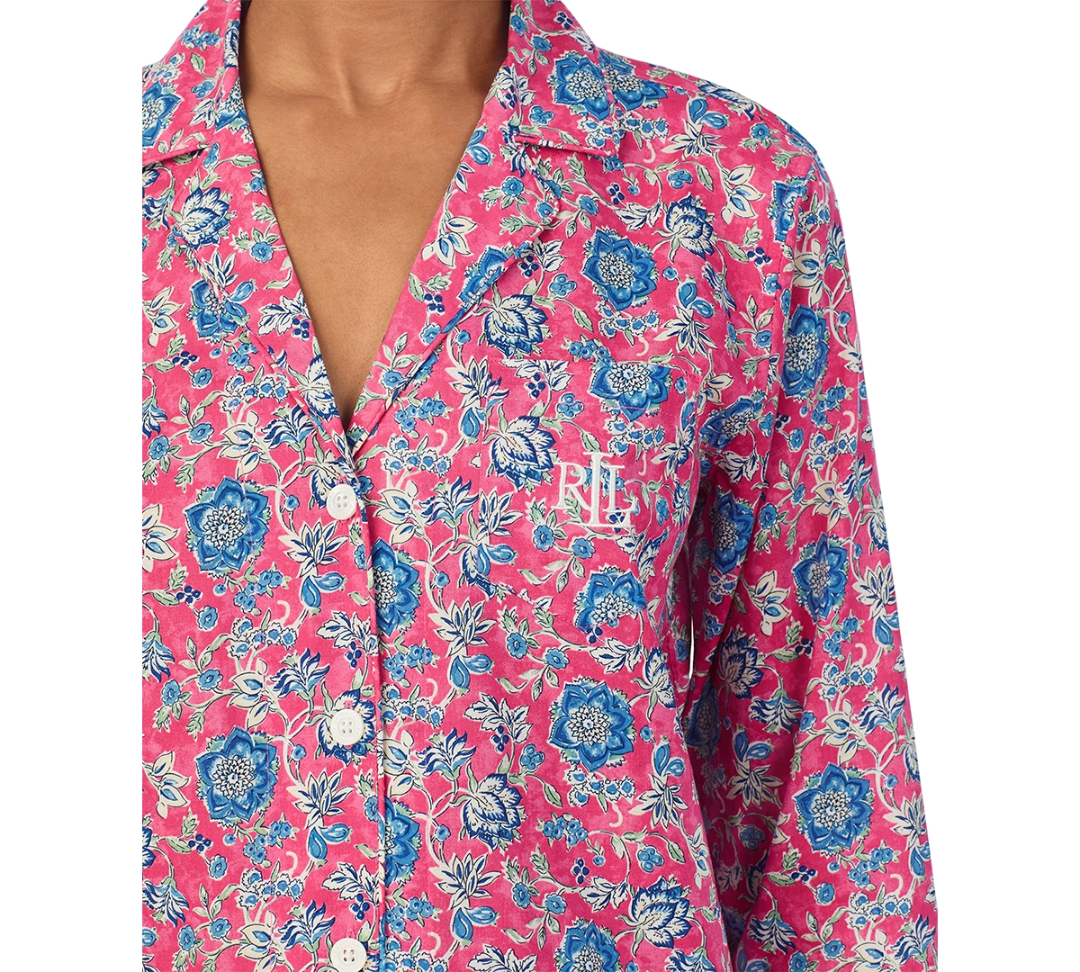 Shop Ralph Lauren Women's 3/4-sleeve Cropped Pajama Set In Red Print