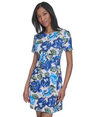 Women's Printed Fit & Flare Short-Sleeve Dress
