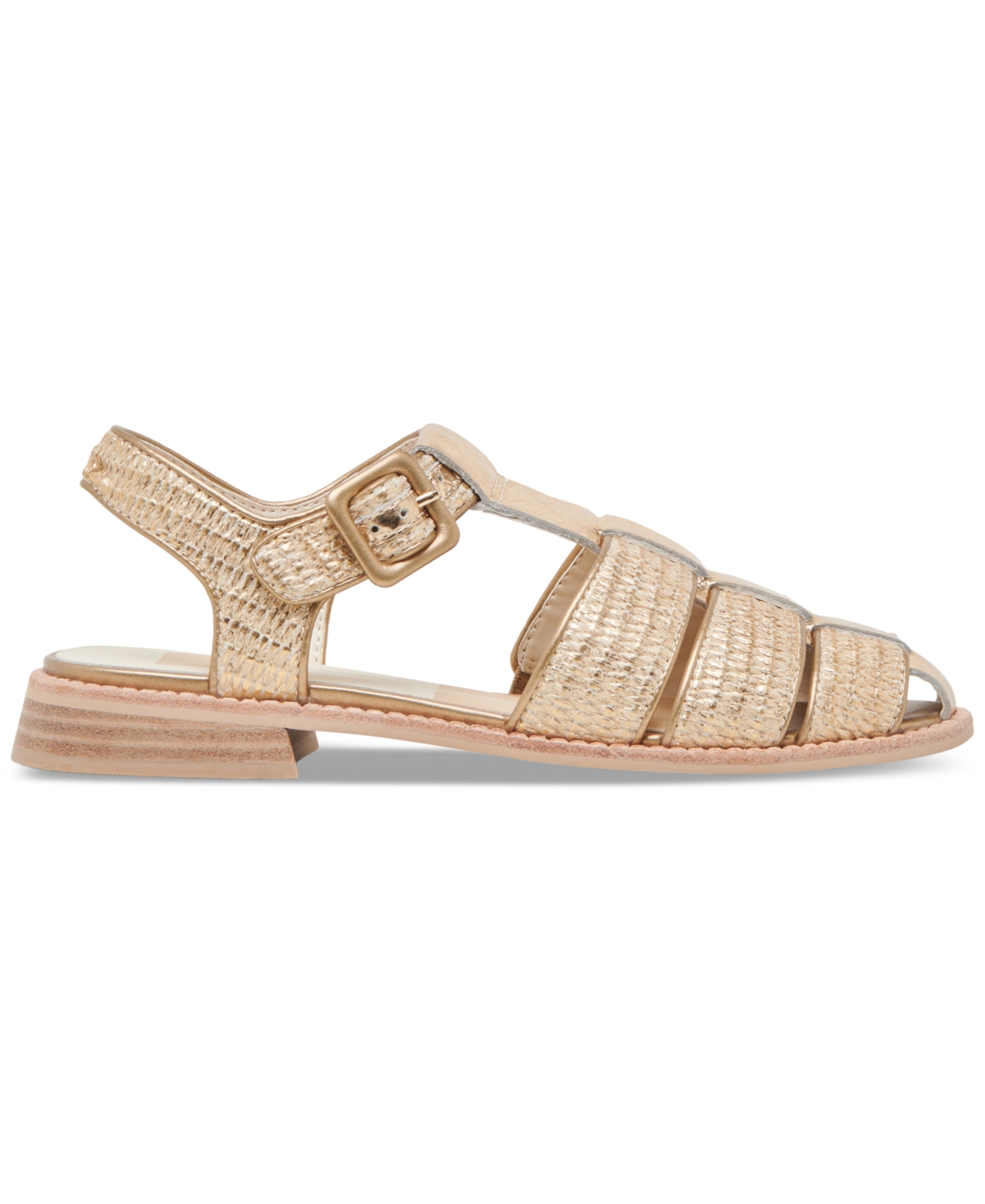 Dolce Vita Holis Womens Cushioned Footbed Leather Strappy Sandals In Light Gold Raffia