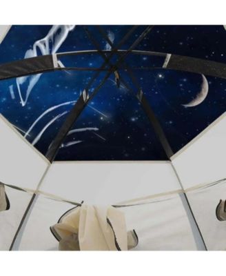 Nucleus Hexagon Tent 9.8FT with Screened Walls and Waterproof Cover, Ideal for Outdoor Picnics, Glamping, Camping, and Stylish Backyard Events