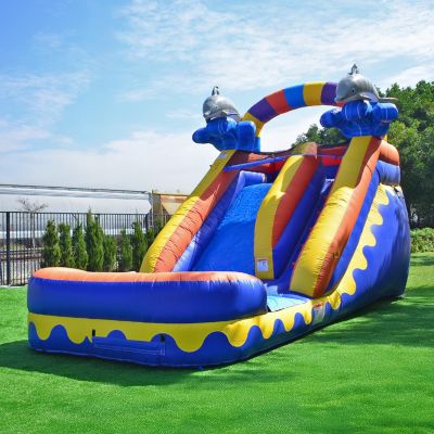 Dolphin Splash 14 Ft Commercial Grade Inflatable Water Slide with Deep Pool (with Blower)