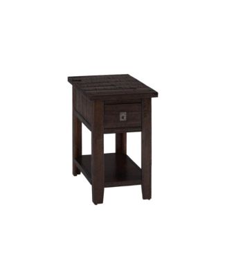  1 Pc Solid Acacia Wood Distressed Rustic Finish with Shelf  Chairside End Table