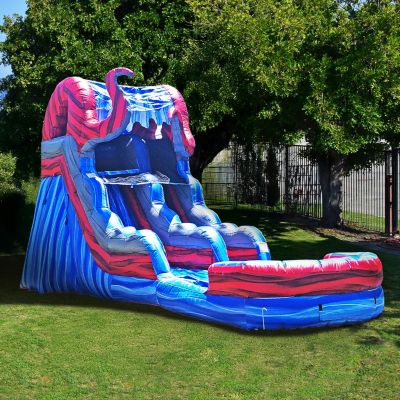 15  Ocean Battle Tall Water Slide with Detachable Deep Pool, Big Kids and Adults, Commercial Grade, Outdoor Backyard Water Park, Indoor Use, Summer Fun, Blow Up Inflatable (with Blower)