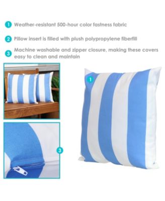 Indoor/Outdoor Weather-Resistant Polyester Lumbar Decorative Pillow with Zipper Closure - 2pk