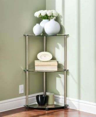 13.75" Glass Designs2Go Classic 3 Tier Corner Shelf